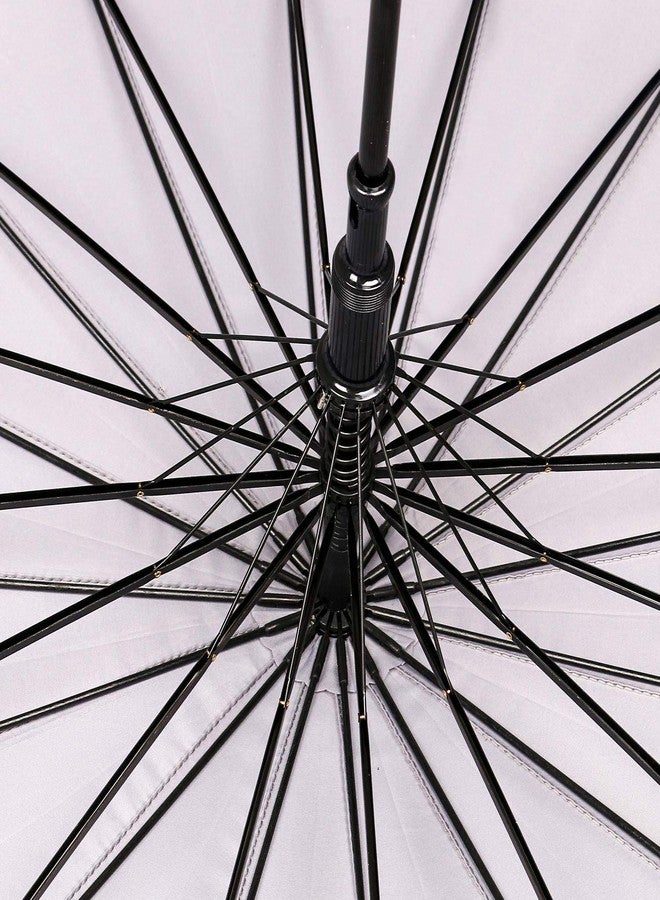 Meichoon Umbrella for Rain Manual Open & Close with 16 Ribs Durable and Strong 210T Fiber Waterproof Windproof Sport Umbrella Black - Image 2